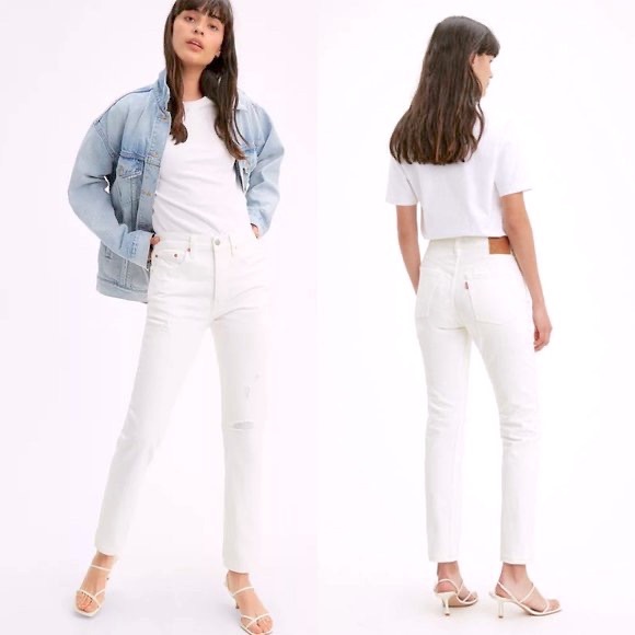 Levi’s 501 Skinny distressed white high rise jeans size 27 - Picture 1 of 6